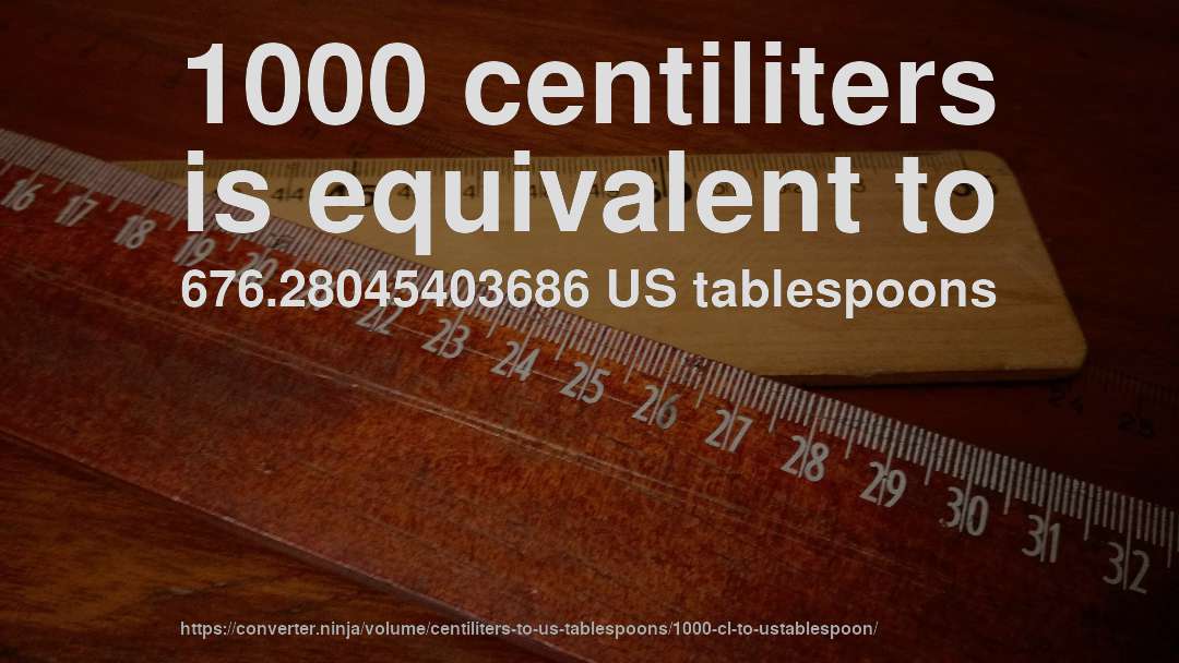 1000 centiliters is equivalent to 676.28045403686 US tablespoons