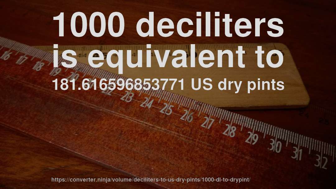 1000 deciliters is equivalent to 181.616596853771 US dry pints