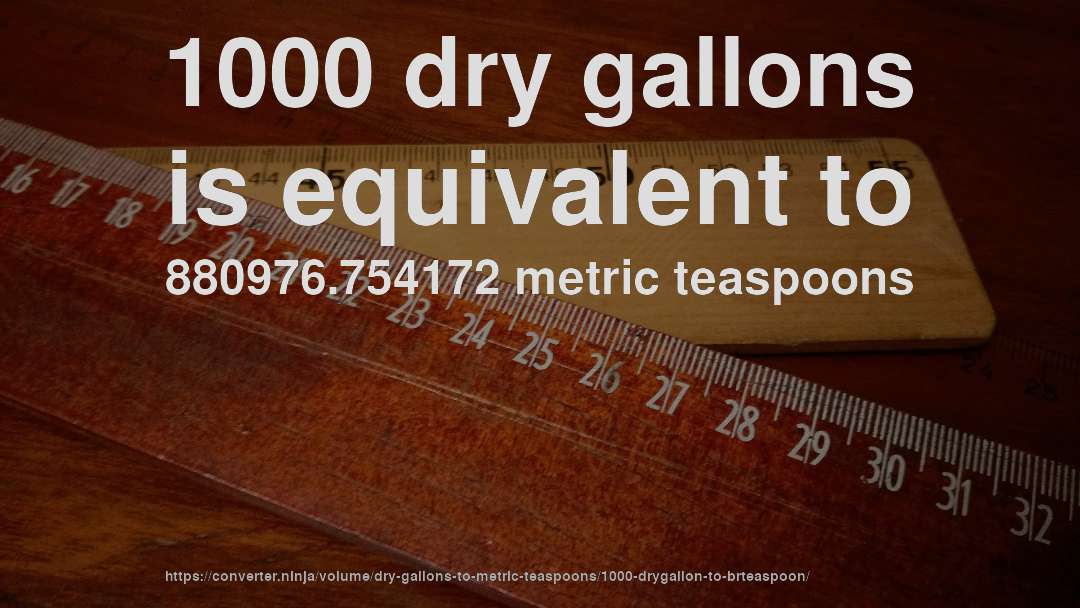 1000 dry gallons is equivalent to 880976.754172 metric teaspoons