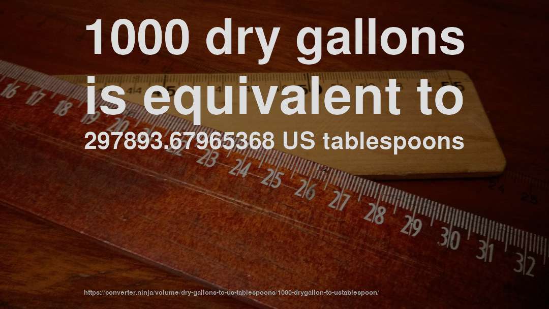 1000 dry gallons is equivalent to 297893.67965368 US tablespoons