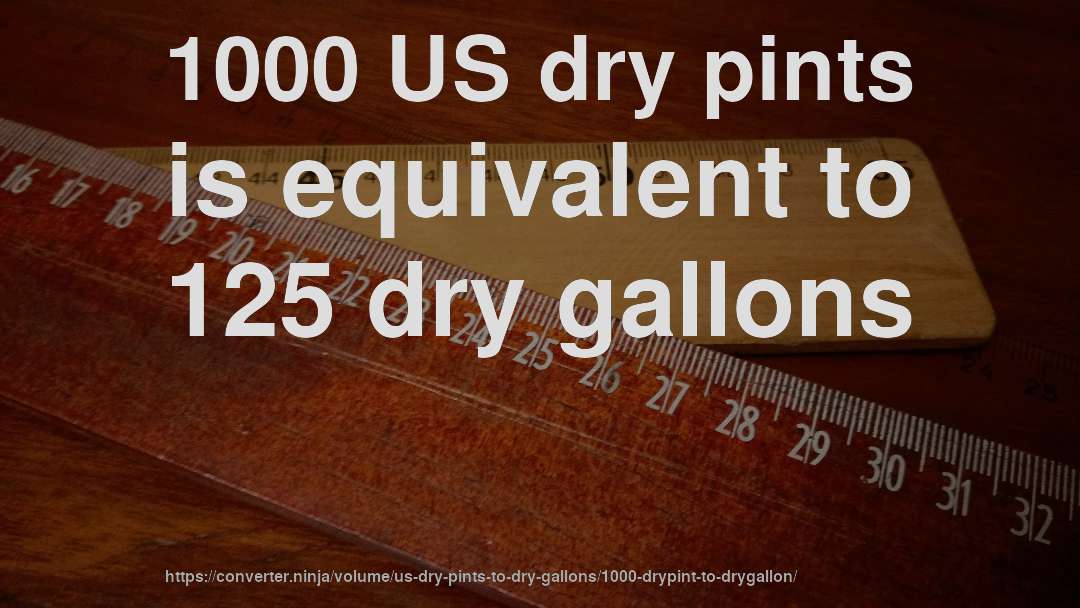 1000 US dry pints is equivalent to 125 dry gallons