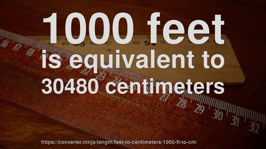 1000 feet is equivalent to 30480 centimeters