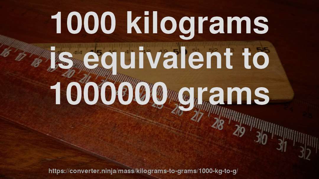 1000 kilograms is equivalent to 1000000 grams
