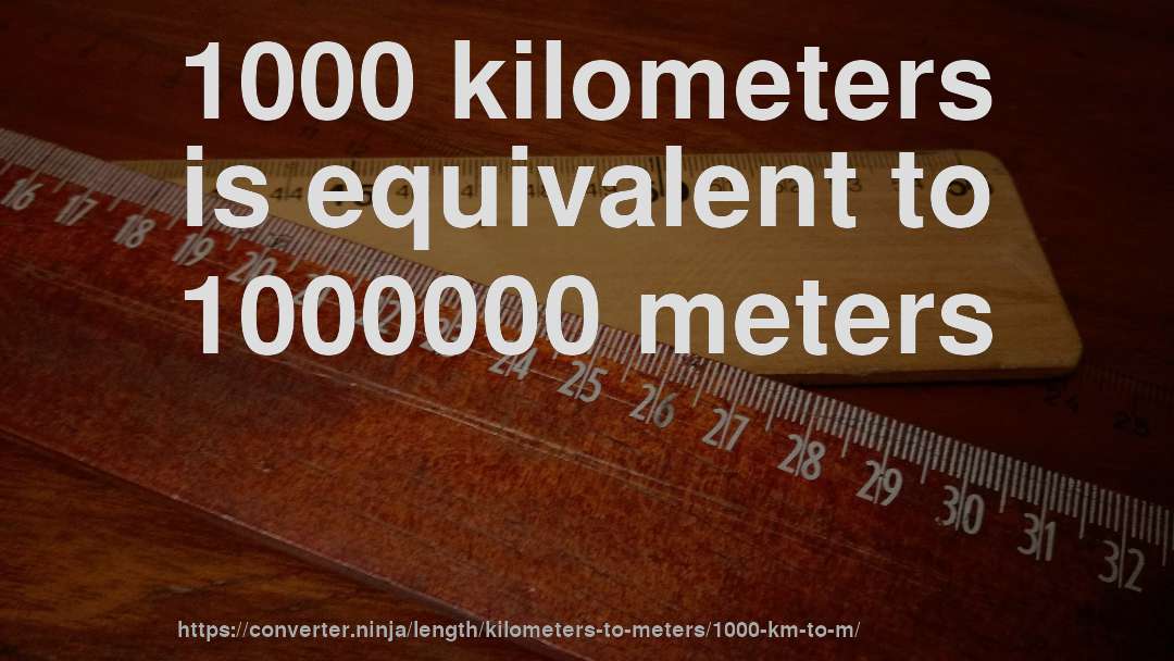 1000 kilometers is equivalent to 1000000 meters