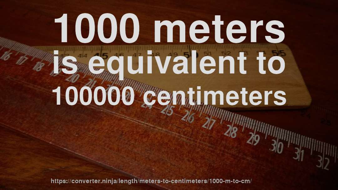1000 meters is equivalent to 100000 centimeters