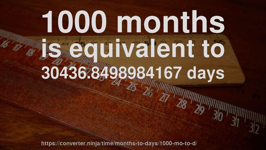 1000 months is equivalent to 30436.8498984167 days