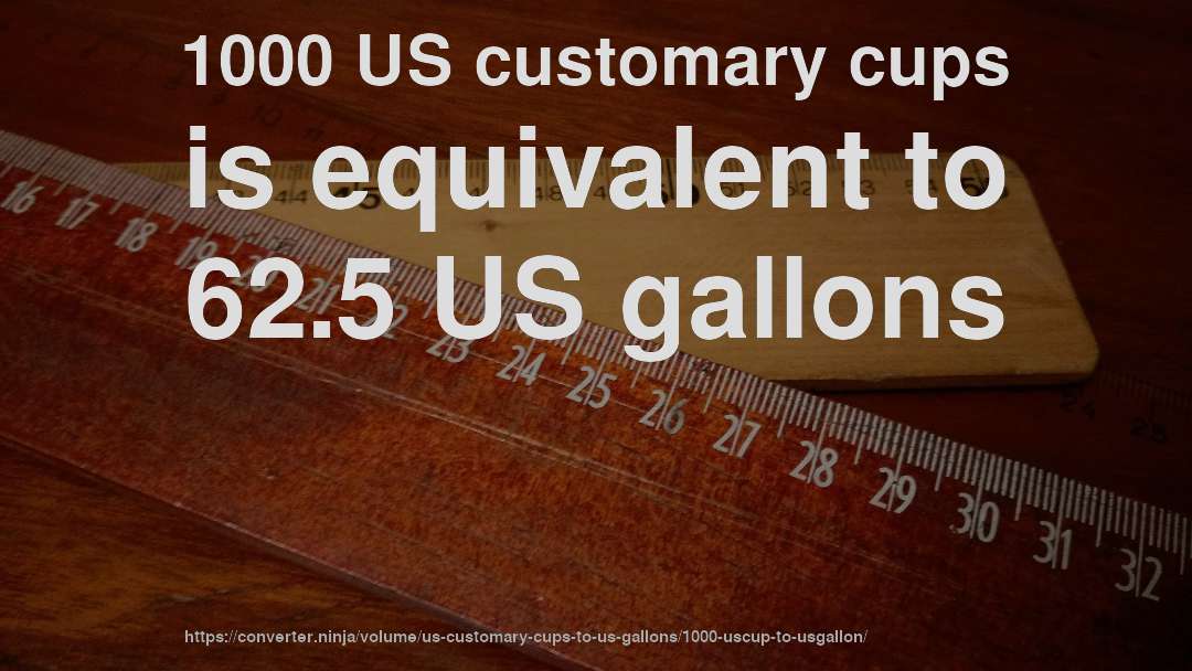 1000 US customary cups is equivalent to 62.5 US gallons