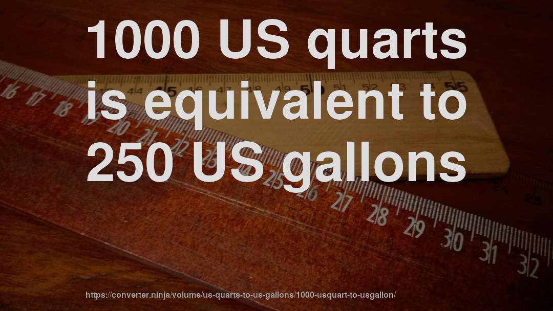 1000 US quarts is equivalent to 250 US gallons
