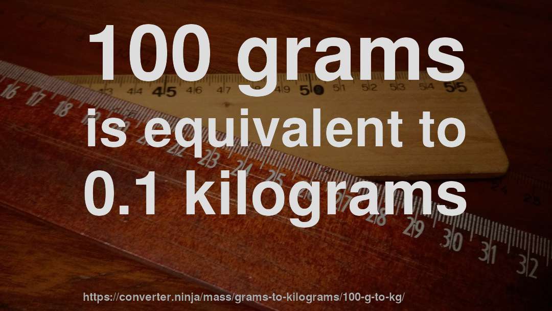 100 grams is equivalent to 0.1 kilograms