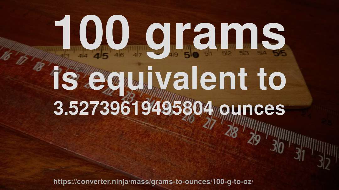 100 grams is equivalent to 3.52739619495804 ounces