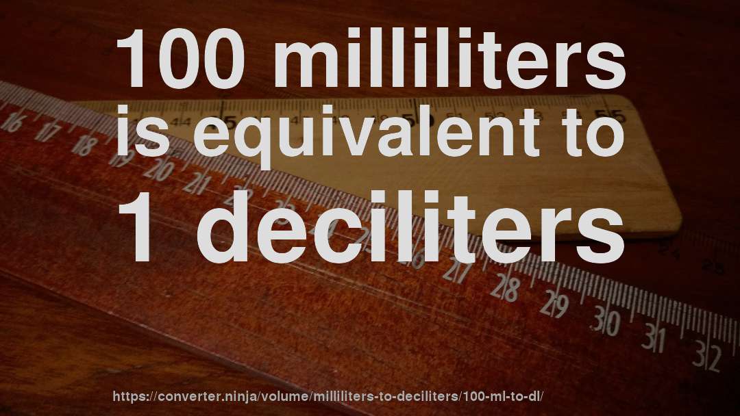 100 milliliters is equivalent to 1 deciliters