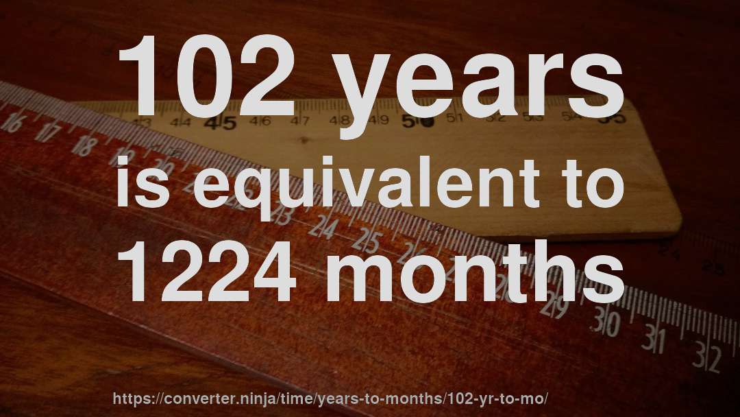 102 years is equivalent to 1224 months
