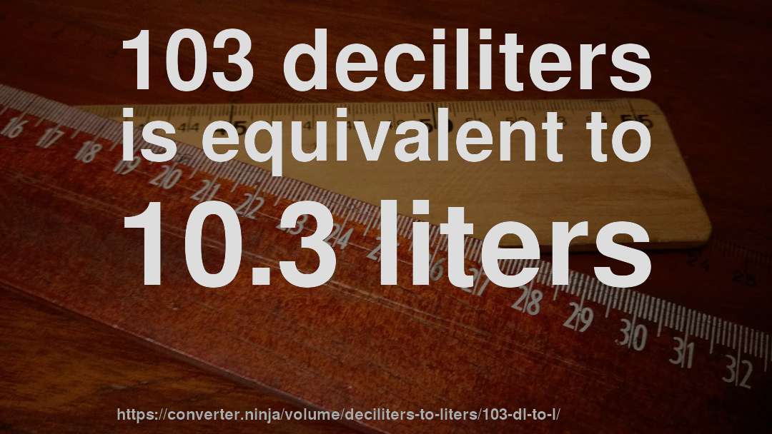 103 deciliters is equivalent to 10.3 liters