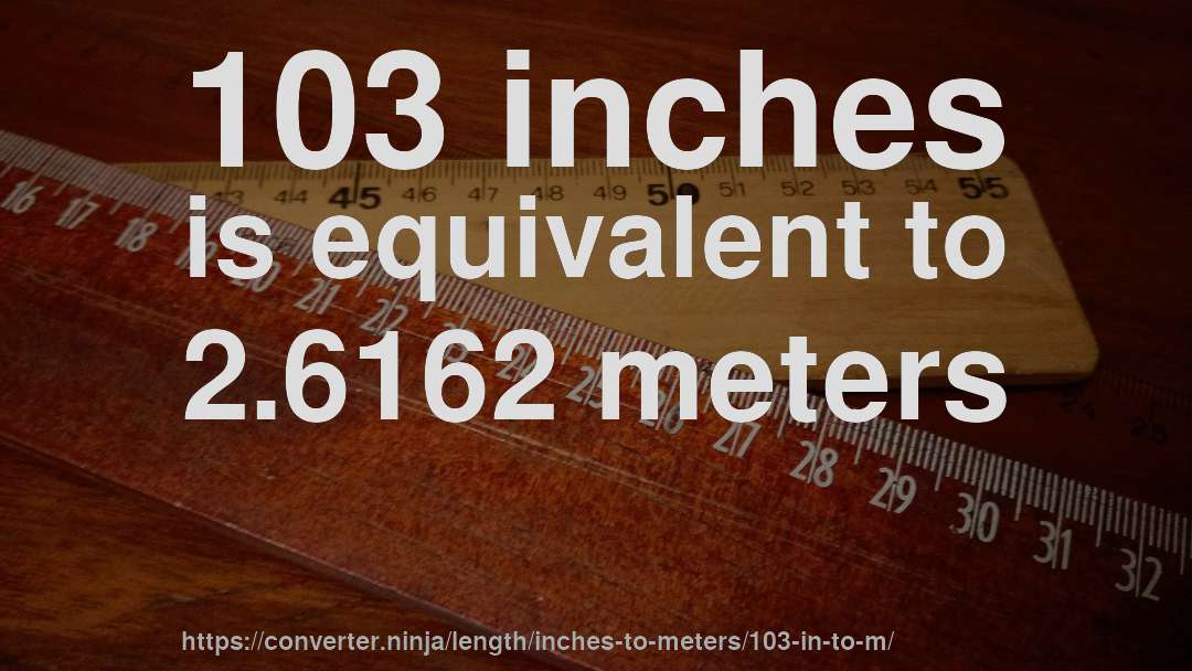 103 inches is equivalent to 2.6162 meters