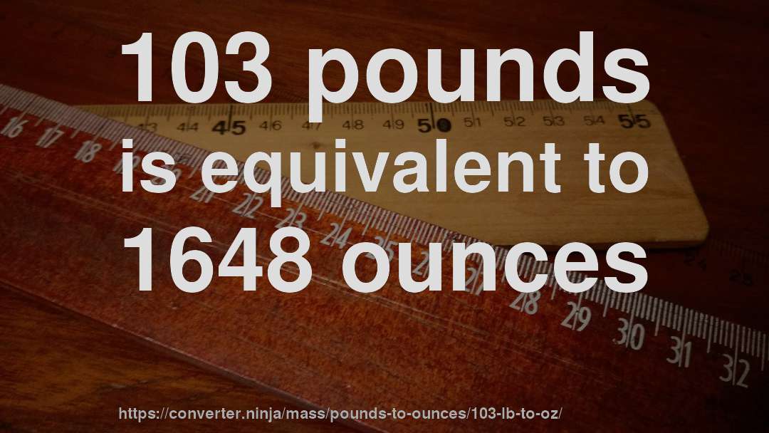 103 pounds is equivalent to 1648 ounces