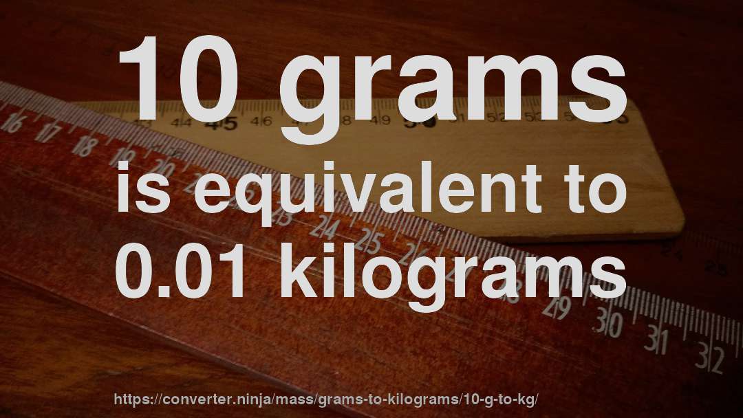 10 grams is equivalent to 0.01 kilograms