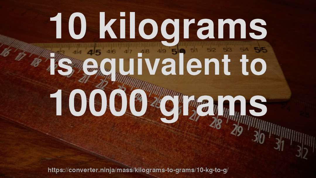 10 kilograms is equivalent to 10000 grams