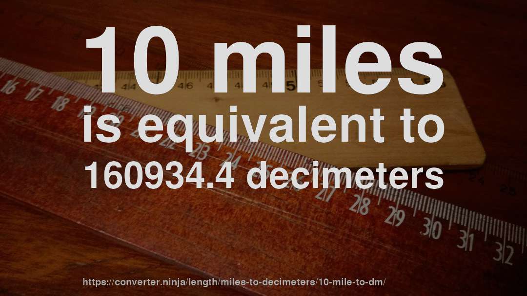 10 miles is equivalent to 160934.4 decimeters