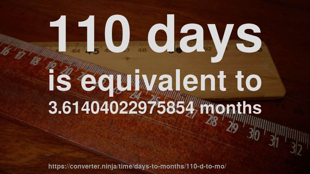 110 days is equivalent to 3.61404022975854 months