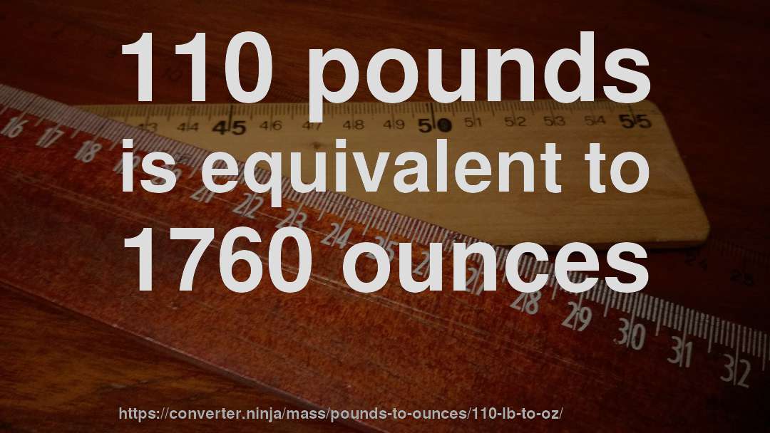 110 pounds is equivalent to 1760 ounces