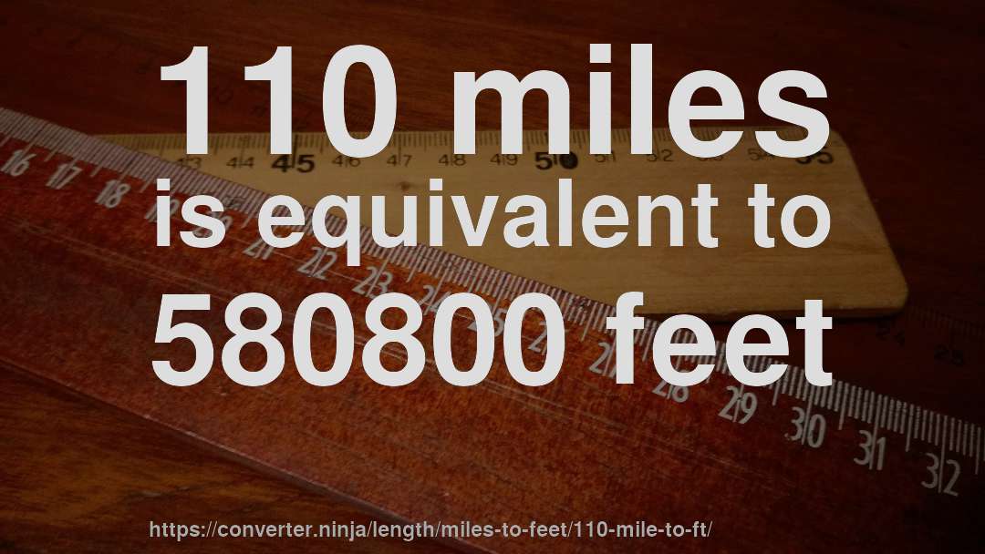 110 miles is equivalent to 580800 feet