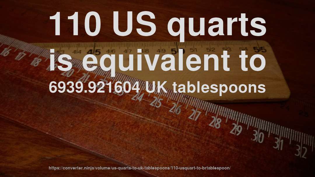 110 US quarts is equivalent to 6939.921604 UK tablespoons