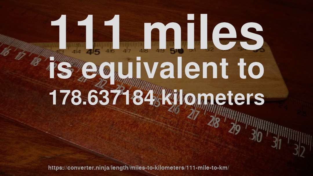 111 miles is equivalent to 178.637184 kilometers