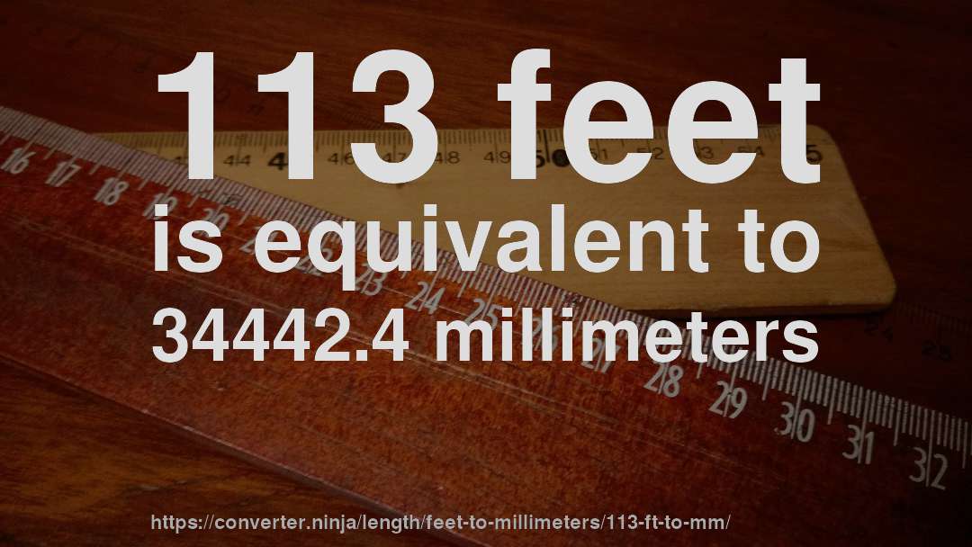 113 feet is equivalent to 34442.4 millimeters