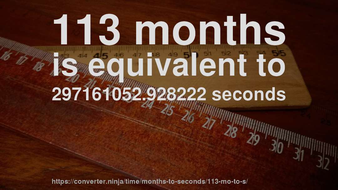 113 months is equivalent to 297161052.928222 seconds