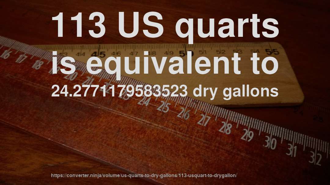 113 US quarts is equivalent to 24.2771179583523 dry gallons