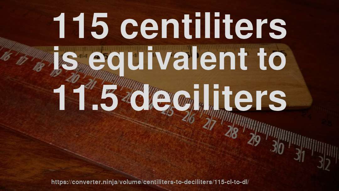 115 centiliters is equivalent to 11.5 deciliters