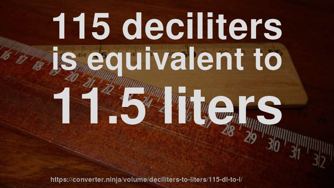 115 deciliters is equivalent to 11.5 liters