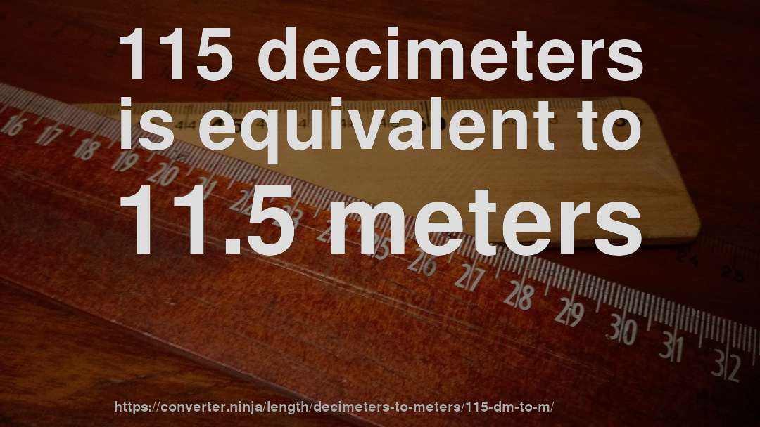 115 decimeters is equivalent to 11.5 meters