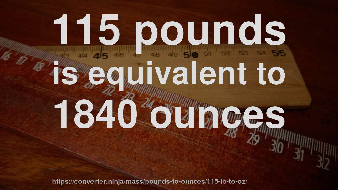 115 pounds is equivalent to 1840 ounces