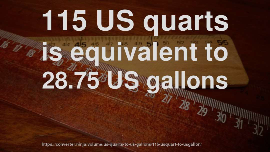 115 US quarts is equivalent to 28.75 US gallons