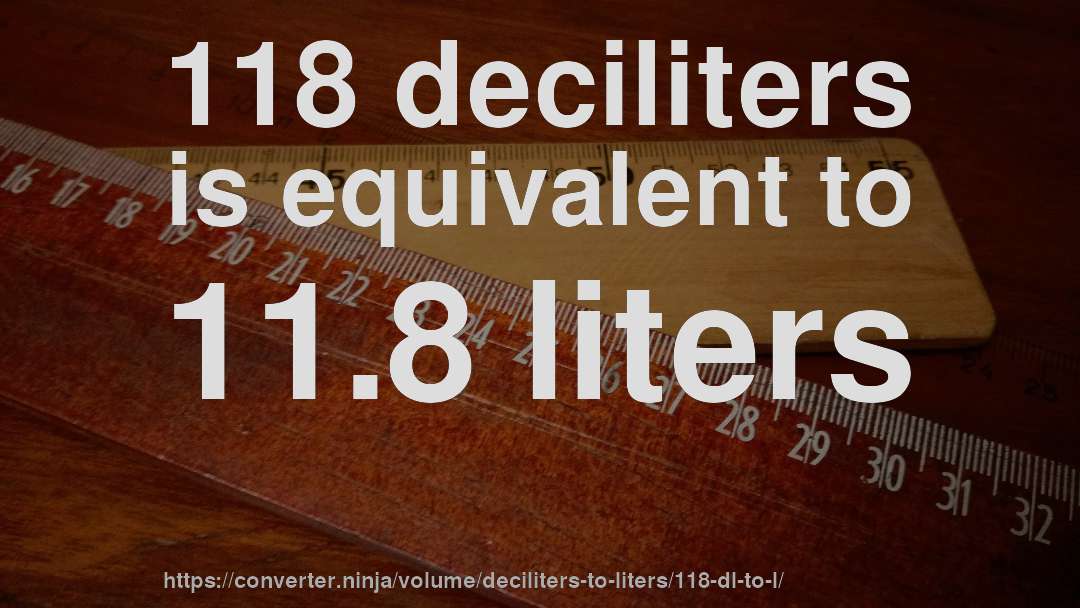 118 deciliters is equivalent to 11.8 liters