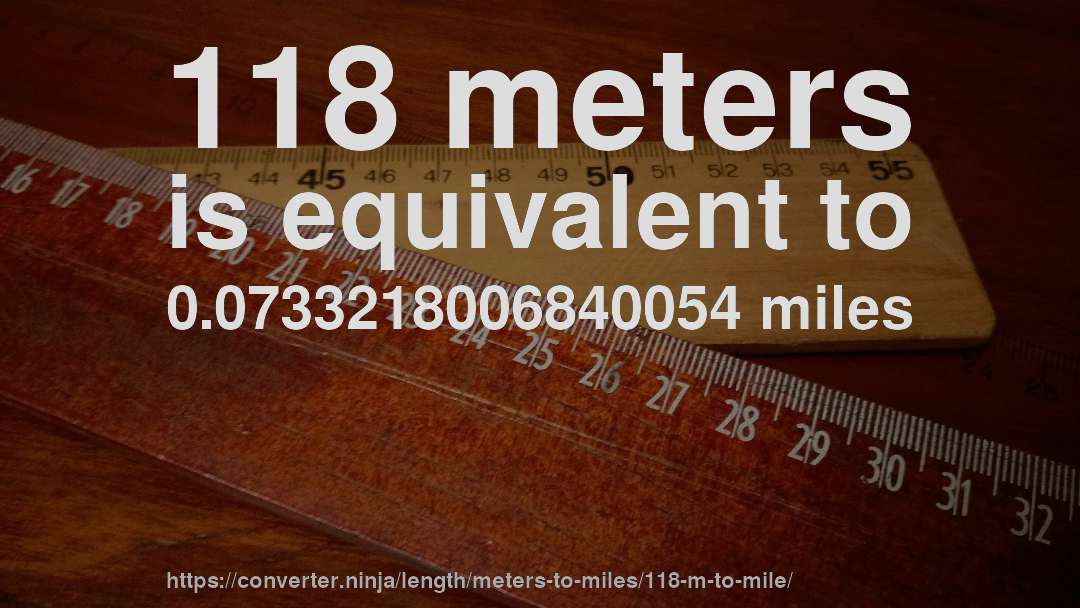 118 meters is equivalent to 0.0733218006840054 miles