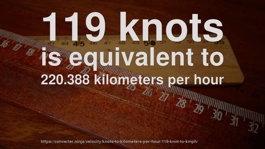 119 knots is equivalent to 220.388 kilometers per hour