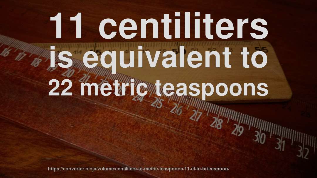11 centiliters is equivalent to 22 metric teaspoons