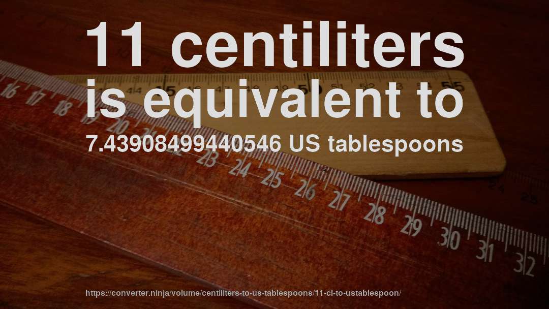 11 centiliters is equivalent to 7.43908499440546 US tablespoons
