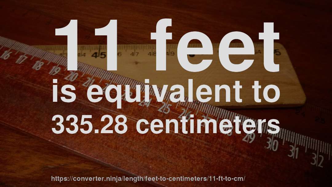 11 feet is equivalent to 335.28 centimeters