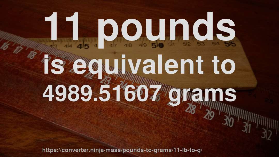 11 pounds is equivalent to 4989.51607 grams