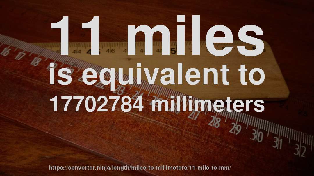 11 miles is equivalent to 17702784 millimeters