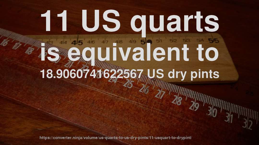 11 US quarts is equivalent to 18.9060741622567 US dry pints