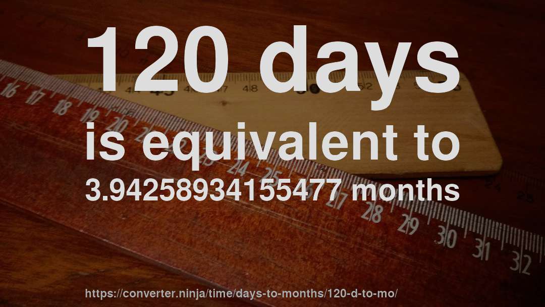 120 days is equivalent to 3.94258934155477 months