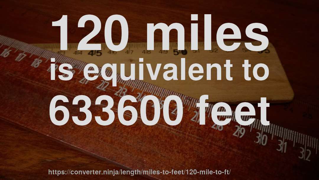 120 miles is equivalent to 633600 feet