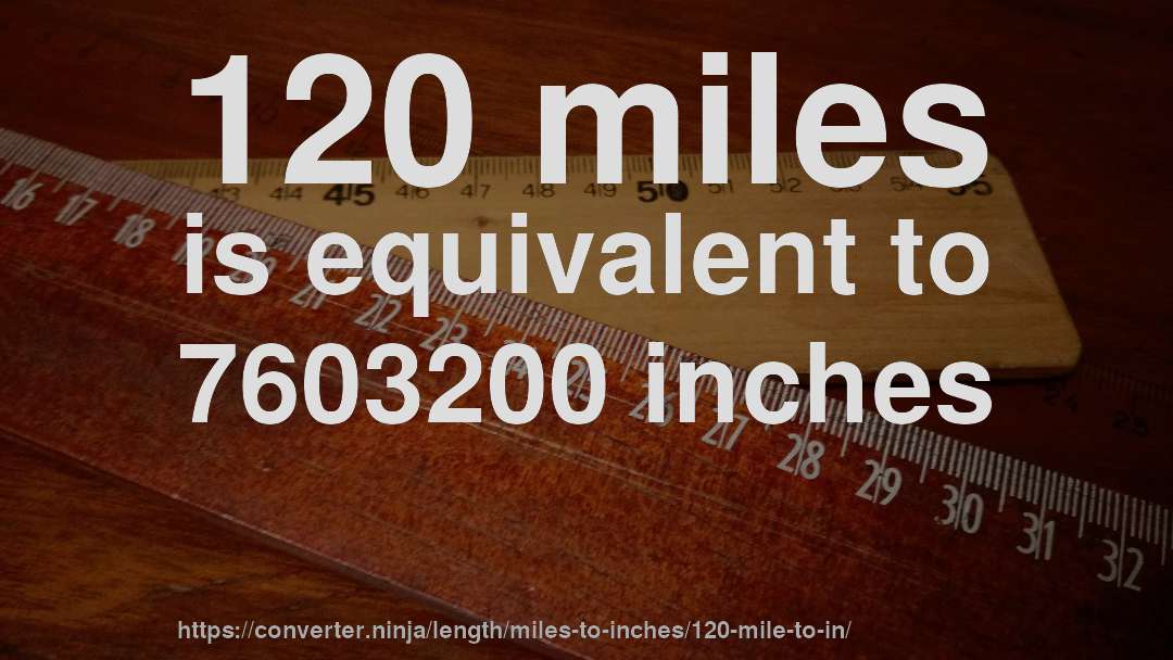 120 miles is equivalent to 7603200 inches
