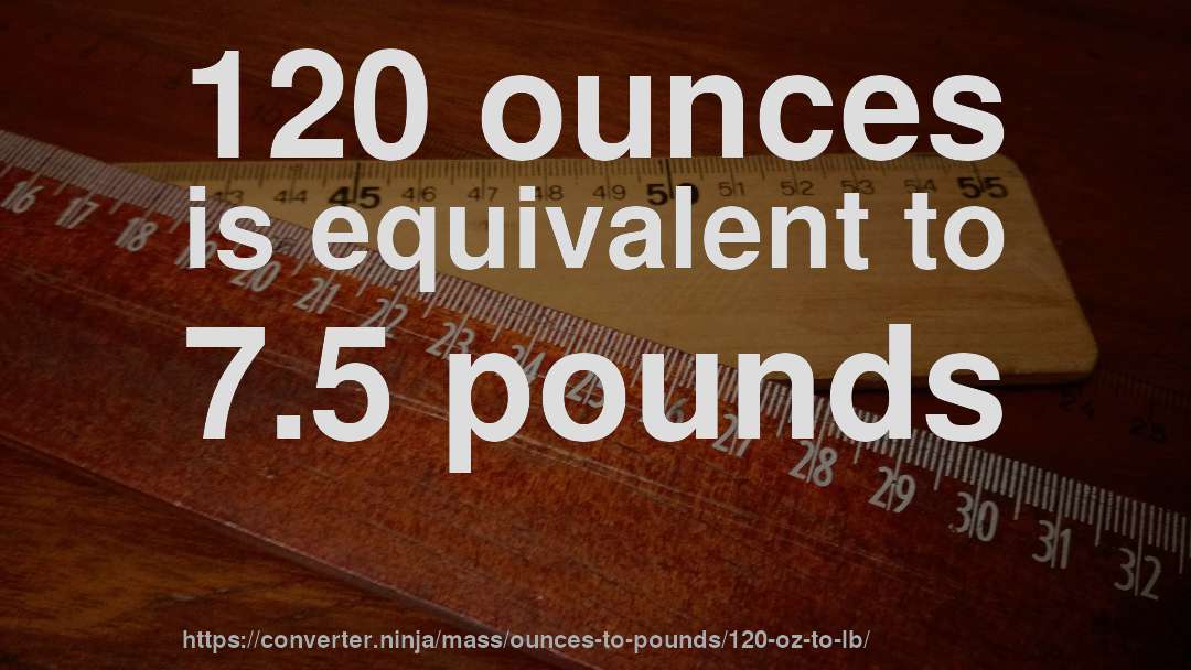 120 ounces is equivalent to 7.5 pounds