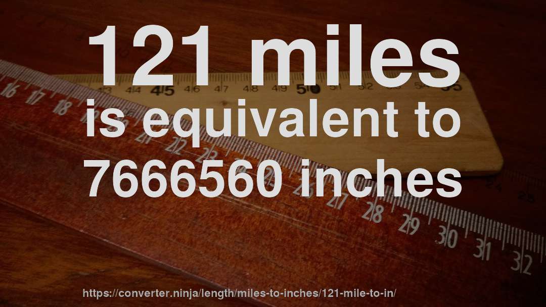 121 miles is equivalent to 7666560 inches