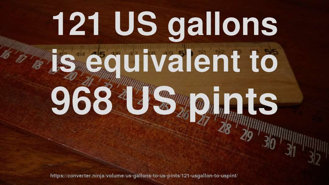 121 US gallons is equivalent to 968 US pints
